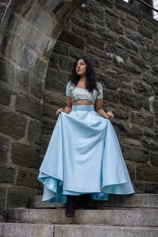 EZYA Aqua Dupioni Slit Lehenga Skirt tulle skirt dreamy