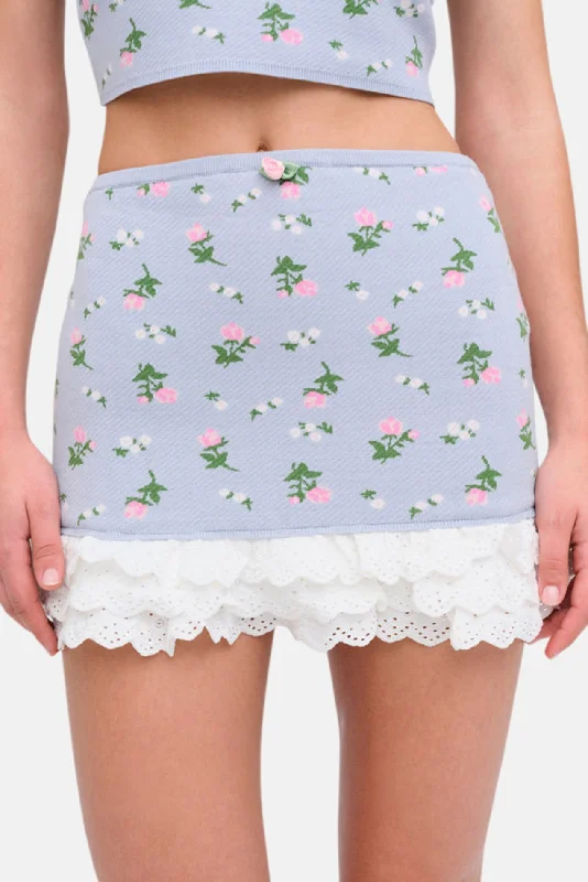 Amalia Knit Mini Skirt Blue tulle skirt dreamy