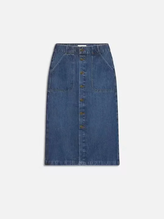 Modern Pocket Midi Skirt flowy skirt hem