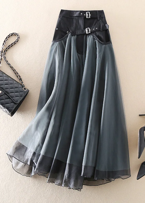 French Grey fashion Patchwork Tulle Skirts Spring seamless skirt comfort