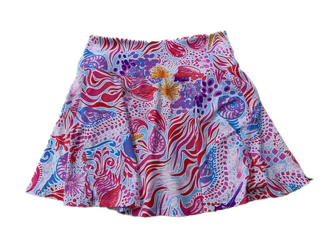 G Lifestyle 16-Inch Back Yoke Ruffle Skort - Pink Sea Wave cashmere skirt fine