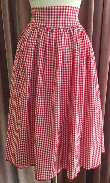Red Gingham Swing Skirt with Pockets mini skirt trendy