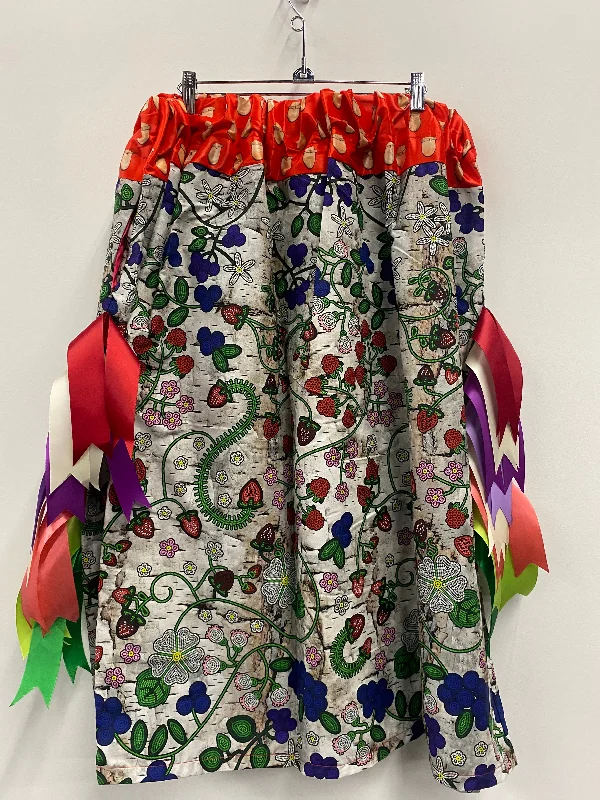 Handmade Grandmother Stories Dark Birch w/ Red Elk Teeth Top Ribbon Skirt denim skirt durable