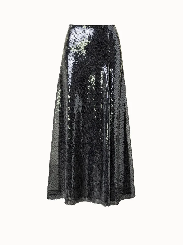 Liquid Sequins Midi Skirt silk skirt elegant