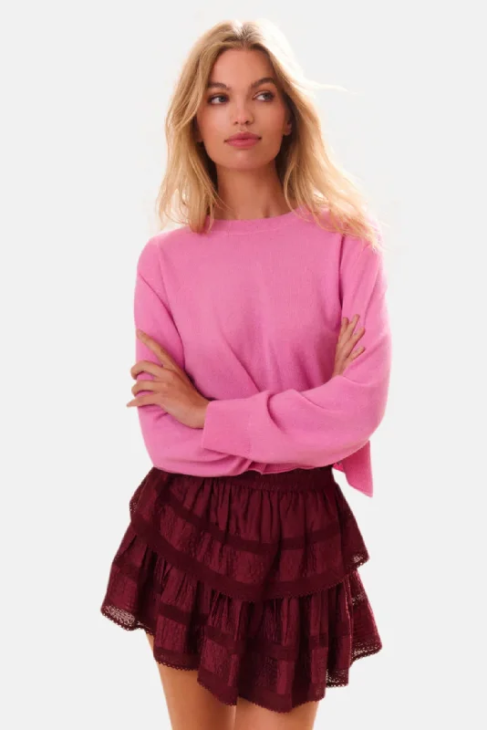 Ruffle Mini Tiered Skirt Oxblood linen skirt natural