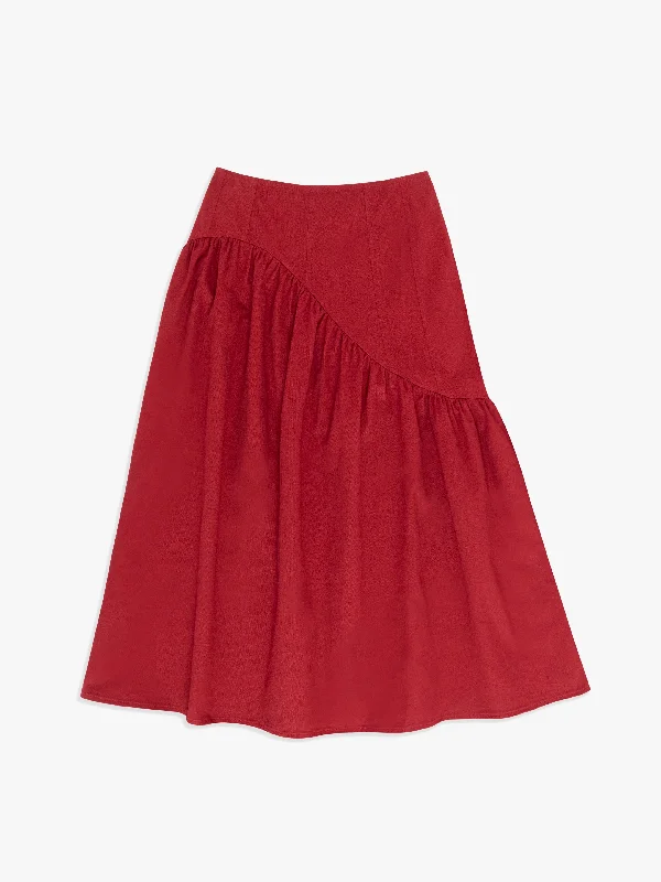 Maeve Midi Skirt - Merlot chiffon skirt flowing