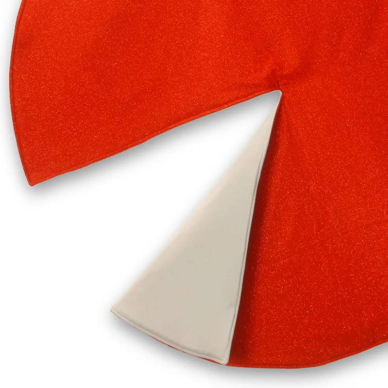 54 in. Christmas Tree Skirt, Red/Silver, Reversable linen skirt breathable