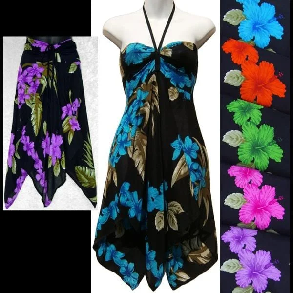Orchid and Hibiscus Convertible Top/Skirt pencil skirt chic