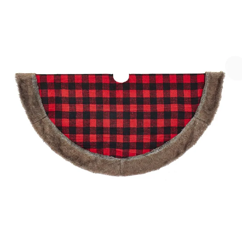 Plush Cuffed Buffalo Plaid Christmas Tree Skirt, 48-Inch athletic skirt fit