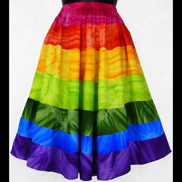 Rainbow Tie-Dye Tiered Skirt leather skirt modern