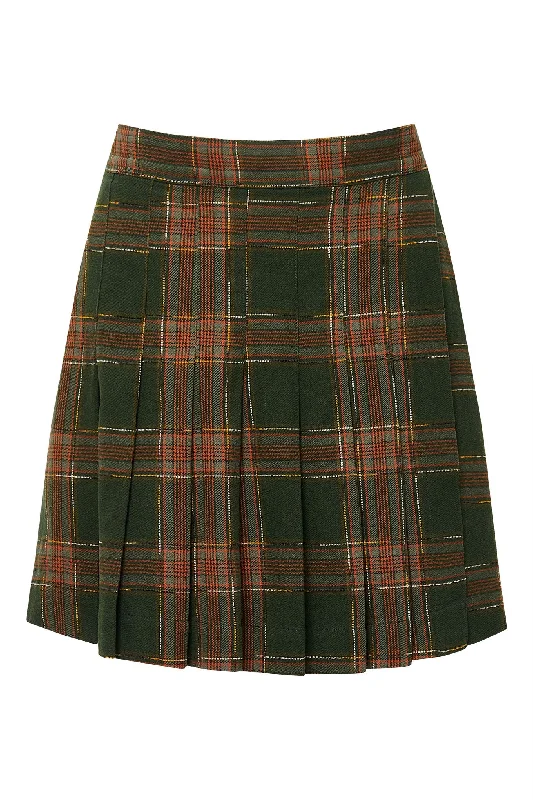 RARA Checked Flannel Skirt - Green cashmere skirt fine
