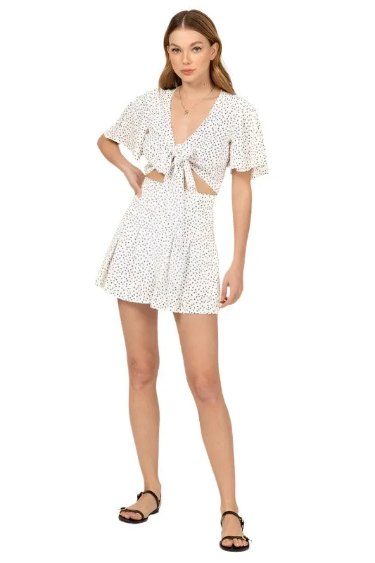 Safe And Sound Tie-Front Top And Skort Set denim skirt casual