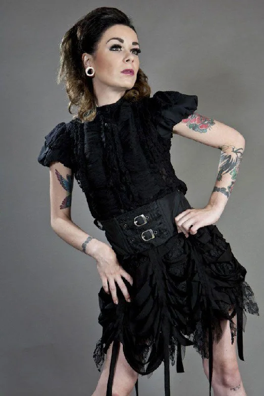 Shadow Gothic Mini Skirt In Black Cotton lace skirt romantic