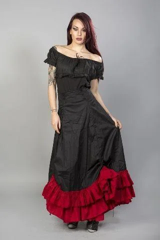 Shayna Victorian Maxi Skirt In Black Cotton Frill linen skirt relaxed