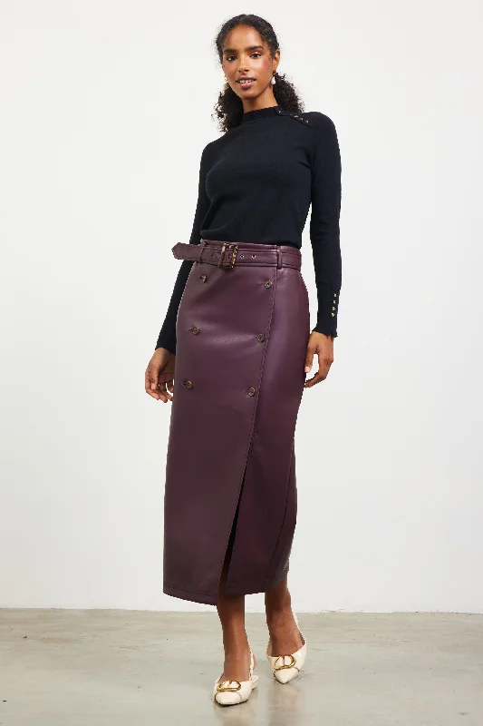 FAUX LEATHER MIDI SKIRT cashmere skirt plush