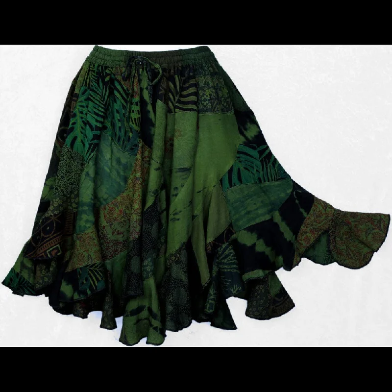 Stacey's Green Patchwork Short Swirl Skirt lace skirt intricate
