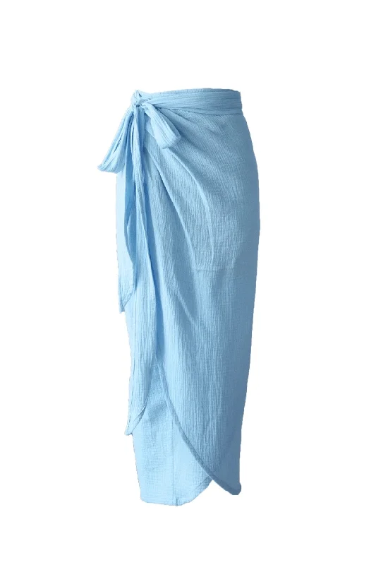 Tatiana Skirt Sky blue ribbed skirt waist