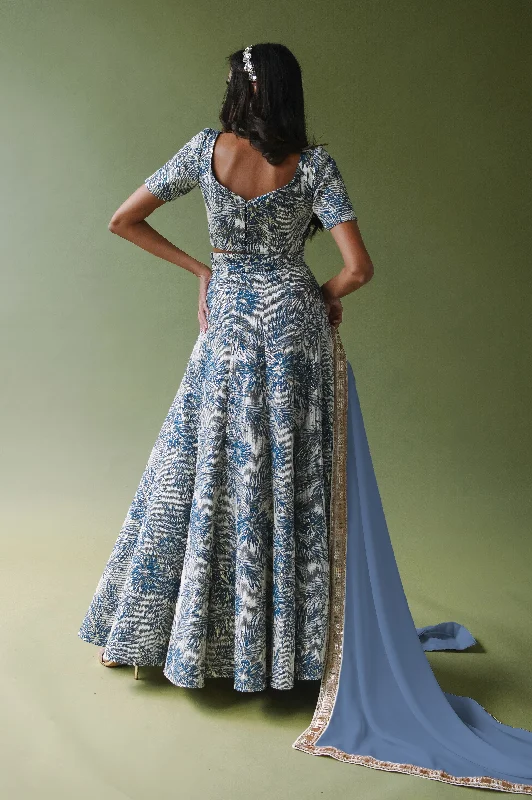 TRISHA Slate Blue Safari Lehenga Skirt denim skirt classic
