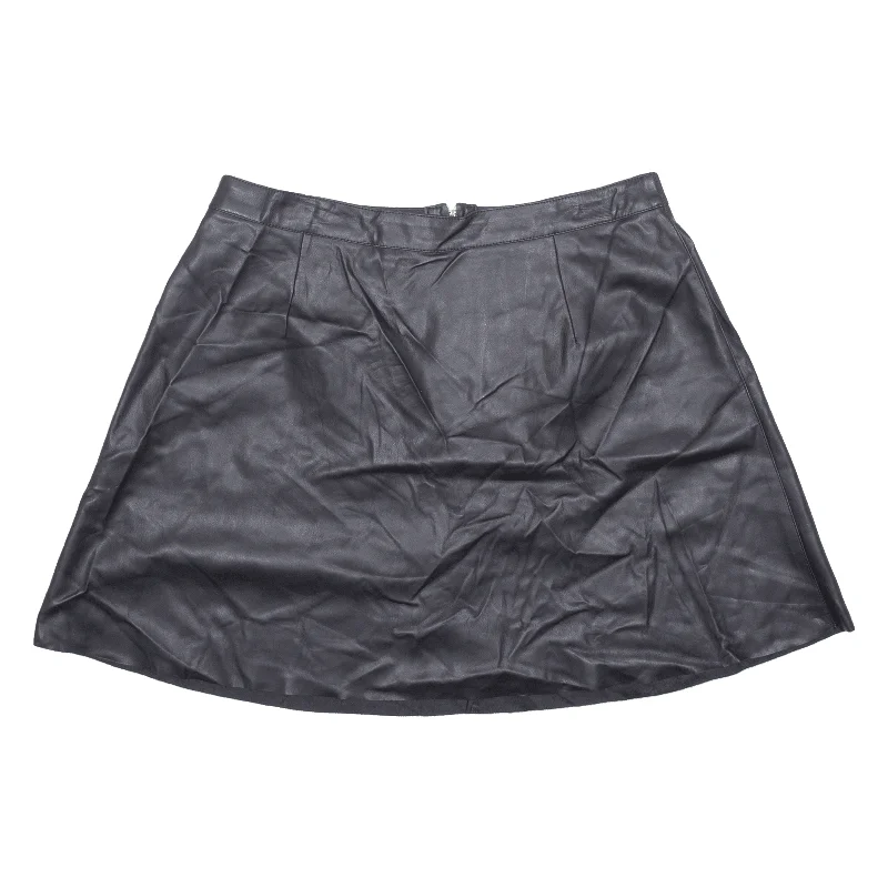 VILA Faux Leather Womens Skater Skirt Black Short XL silk skirt elegant