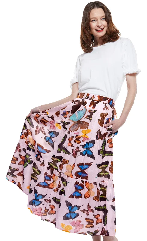Woodstock Skirt in Pink with Butterflies corduroy skirt cozy