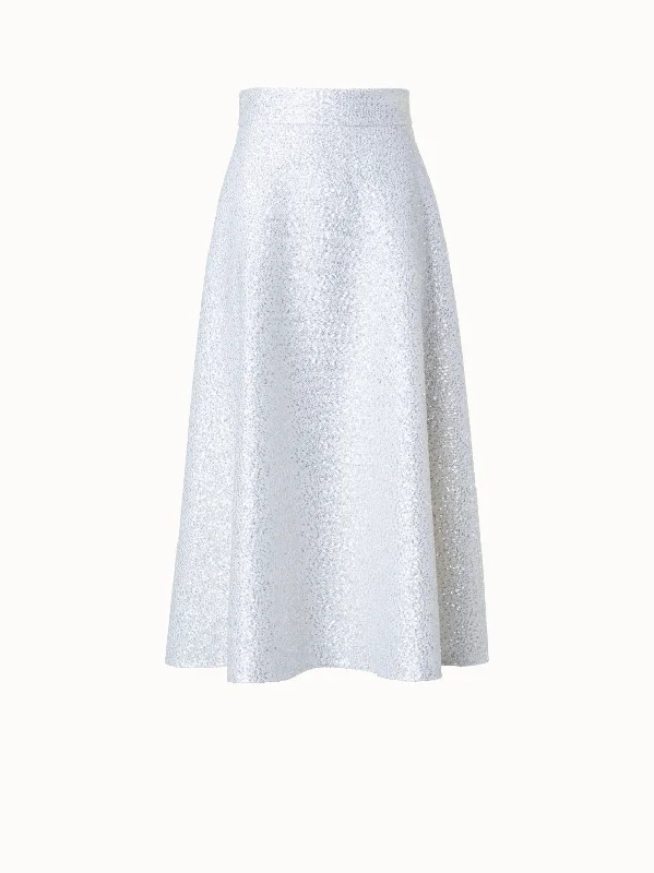 Wool Blend Sequins Flared Midi Skirt leather skirt durable
